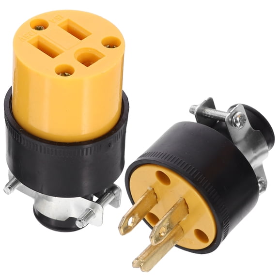 BEADCEST 1 Set 3-Prong Grounding Extension Cord Ends Male and Female Connectors for Meeting Room and Office Use