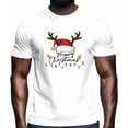 thumbnail image 2 of Camisetas gráficas informales de manga corta con gorro de Papá Noel para hombre, 2 of 8