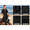 thumbnail image 4 of RICHCOIN Men 2 Piece Black Summer Beach Vacation Outfit Set Button Up Loose Shirt Elastic Waist Baggy Pants Suit Size L, 4 of 7