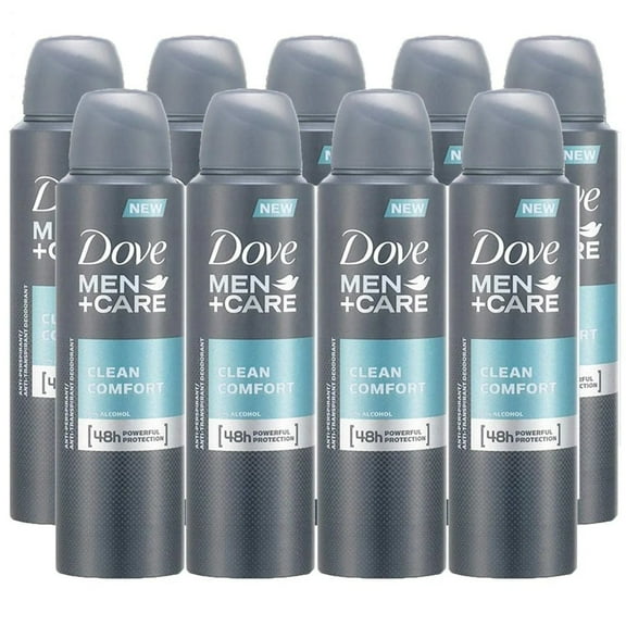 Dove Men Care Clean Comfort Spray Deodorant & Anti-Perspirant 150ML/5.07 Oz Care Clean Comfort, 9 Pack