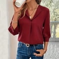 thumbnail image 4 of Mittory Womens 3/4 Sleeve Tops Dressy Casual Business V Neck Chiffon Office Shirts Work Blouses, 4 of 7