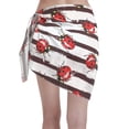thumbnail image 2 of Bingfone Ladybugs on Black and White Striped1 Women's Sarong Swimsuit Cover Ups Bathing Suit Coverups Chiffon Beach Wrap Skirts, 2 of 7