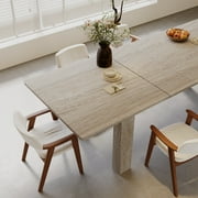 JassmiPkwy Extendable Dining Table for 4-8 People with Seamless Extension from 55 to 86.6 Inches for Small Spaces, Dining Room, Kitchen, Living Room-Oak