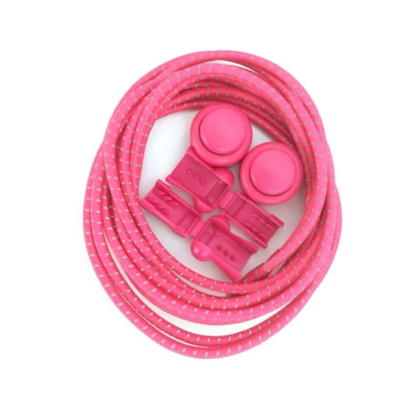 NUOLUX 1 Pair Pink Elastic Shoe Laces for Running Shoes with Round Buckle for Night Running