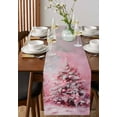 thumbnail image 4 of Pink Christmas Tree Burlap-Cotton Table Runner 72 Inches Long,Xmas Tree Oil Painting Farmhouse Table Runners,Outdoor Dining Tablecloths Decor for Baby Shower Party Wedding 14x72, 4 of 9