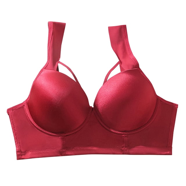 LOVZFMLL Bras for Women Fashion Women Solid Color Hollow Out No Rims Fixed Cup Gathering Daily Bra Red M