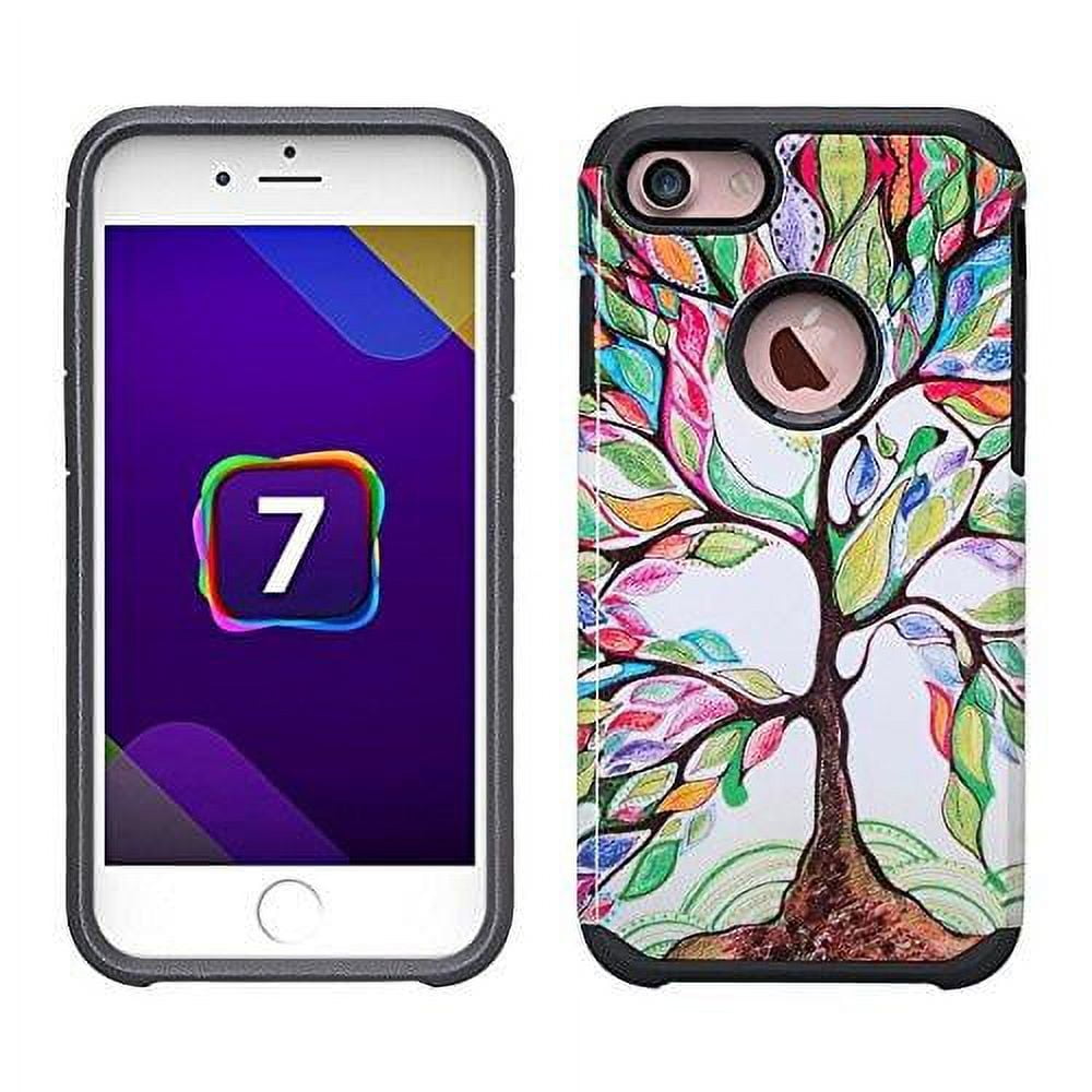 Apple iPhone 7 Case, Slim Hybrid Dual Layer Shock Resistant Case for Iphone 7 - Colorful Tree