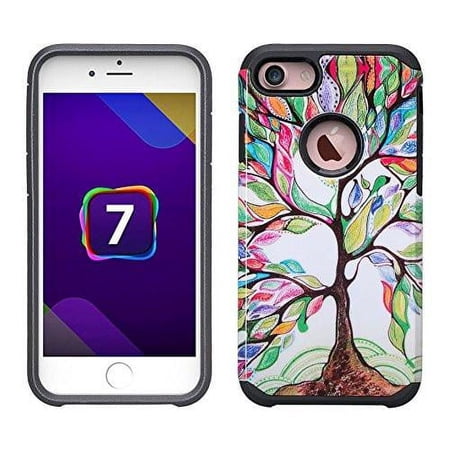 Apple iPhone SE 2023/SE 2022/iPhone 8/iPhone 7 Case Cover, Slim Hybrid Dual Layer Shock Resistant Case - Colorful Tree