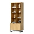thumbnail image 3 of EYYTHUNG Farmhouse Bookshelf with Doors Cabinet, 71" Tall Storage Cabinet Bookcase 4 Tier Adjustable Shelves Storage Wooden Book Case, Natural Oak, 2pcs, 3 of 7
