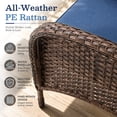 thumbnail image 2 of POCASSY 5 Pieces Outdoor Patio Furniture Set with Fire Pit Table, High Back Patio Furniture Swivel Chair and Sofa, 43" Propane Fire Pit for Porch Deck Backyard, Brown Wicker & Blue Cushion, 2 of 14