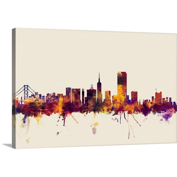 Great BIG Canvas | "San Francisco City Skyline" Canvas Wall Art - 36x24