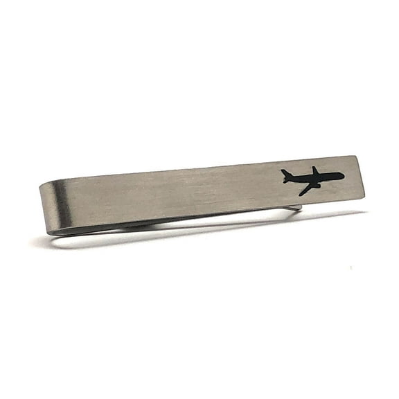 Pilot Gift Tie Bar Men's Fashion Tie Clip Aviation Airplane Embossed Plane Airlines Jet Stainless Steel
