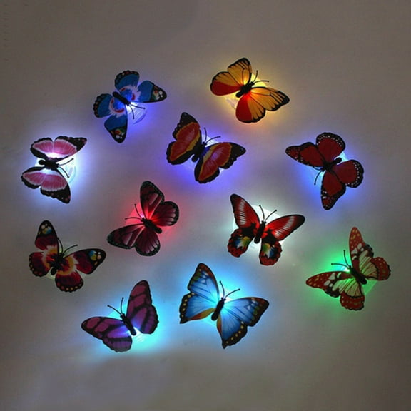 Colorful LED Night Light 3d Simulation Butterfly Wall Stickers Home Party Decor