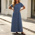thumbnail image 5 of YuXingFu Womens Plus Size Cotton Dresses Maxi V-Neck Plus Size Womens Dress Short Sleeve Classic Bohemian Style Long Casual Summer Green S, 5 of 9