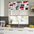 thumbnail image 4 of Red Grey Geometric Curtain Valances for Windows, Kitchen Valance Window Treatments Panel 2 Pack, Abstract Art Modern Irregular Rod Pocket Short Curtains for Bathroom Bedroom 42 x 12 Inch, 4 of 8