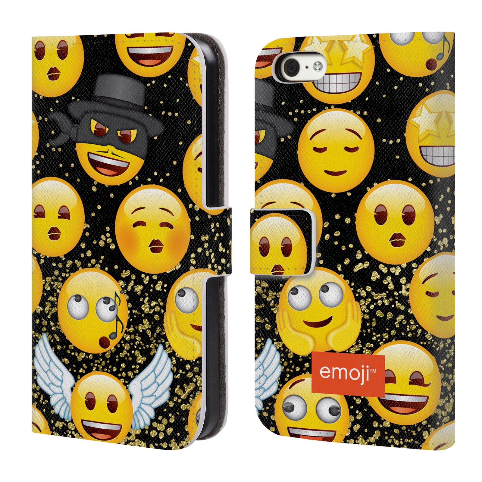 Official Emoji New Expressions Leather Book Wallet Case Cover For Apple
