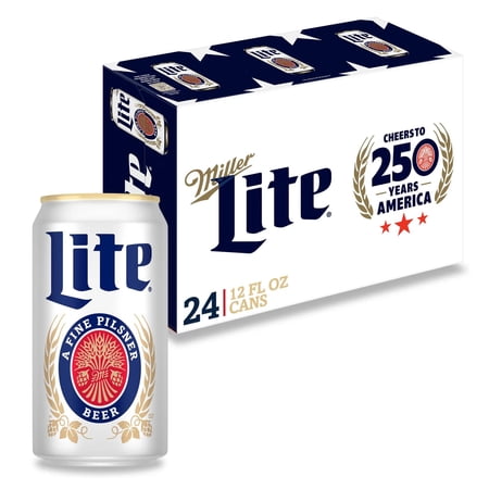 Miller Lite Beer, 24 Pack, 12 fl oz Aluminum Cans, 4.2% ABV