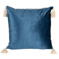 thumbnail image 4 of Creative Co-Op Cotton Blend Velvet Printed Pillow with Pattern and Tassels, Blue and Cream Color, 4 of 4
