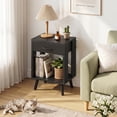 thumbnail image 4 of HIGDBFE Nightstand Set of 2 with Fabric Drawers and Open Shelves, Retro Bedside End Tables for Bedroom Living Room, Space-Saving Side Table for Small Rooms, Black, 4 of 8