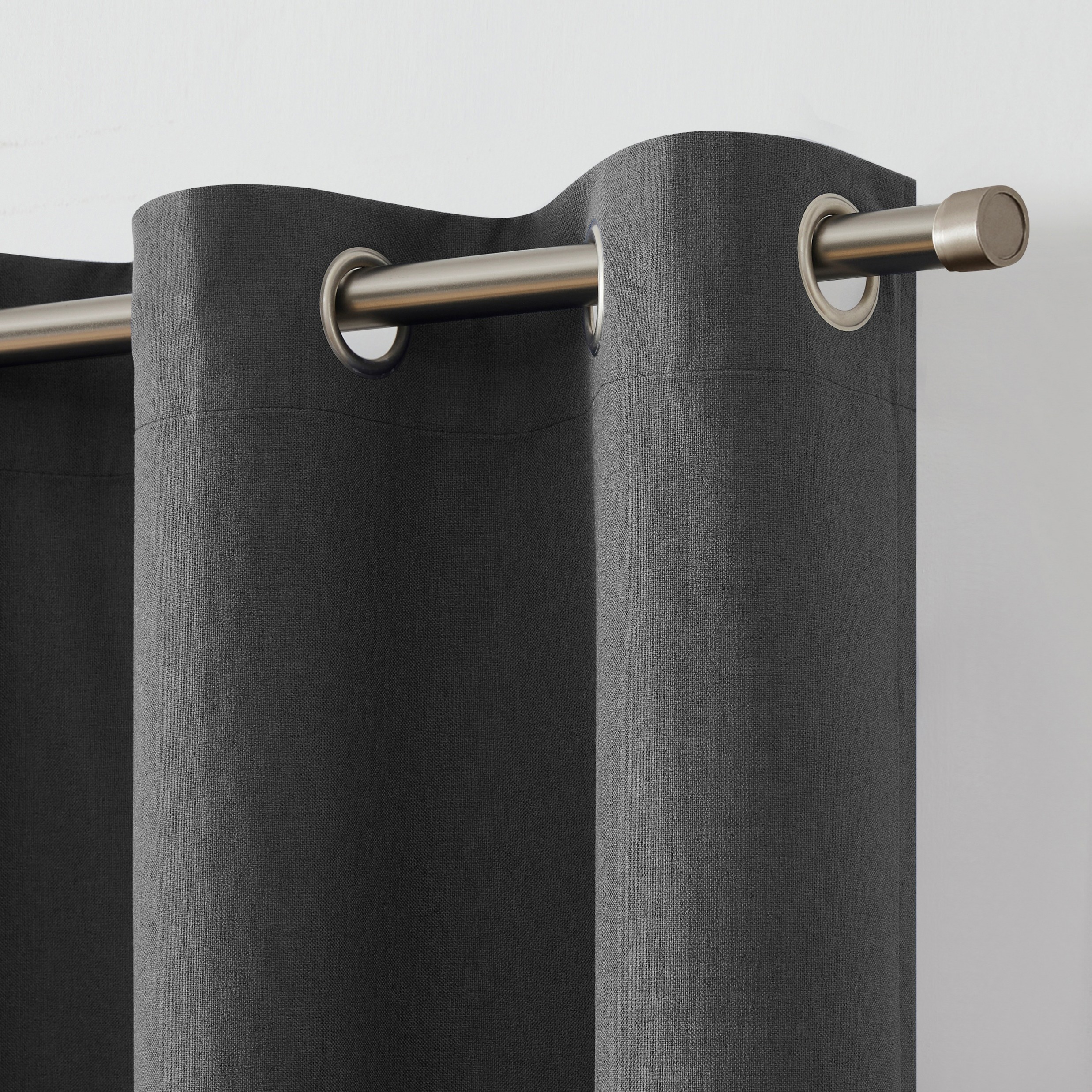 Eclipse Corte Solid Grey Flannel Blackout Grommet Top Single Curtain Panel, 52" x 63"
