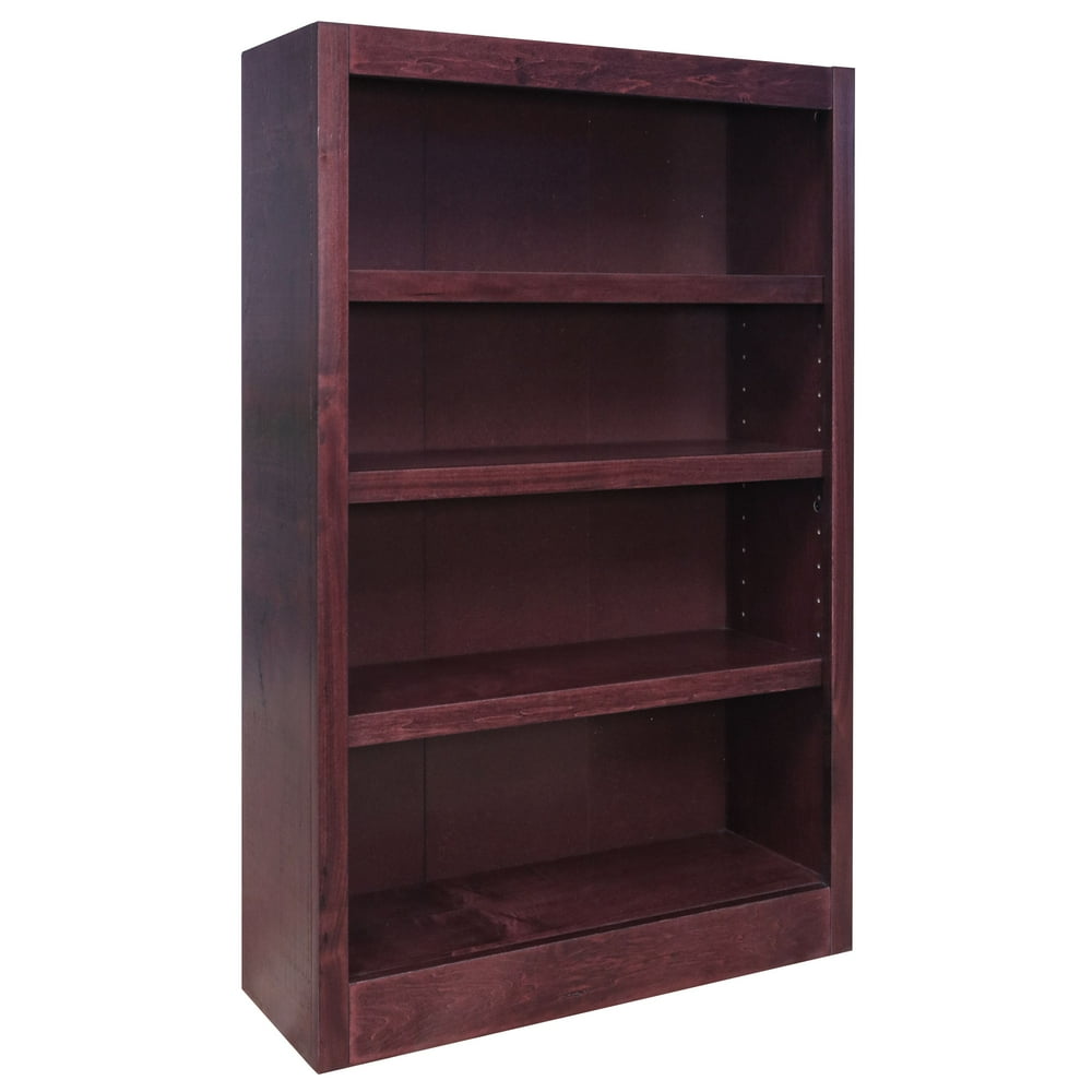 Concepts in Wood 4 Shelf Wood Bookcase, 48 inch Tall Cherry Finish