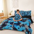 thumbnail image 3 of Castle Fairy Dirt Bike Pattern Bedding Comforter Set 7pcs for Teens, Graffiti Print Queen Bedding Sets for Bedroom, Blue Gray,Black Reversible, 3 of 7