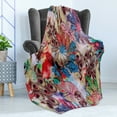 thumbnail image 4 of Peacock Soft Flannel Fleece Throw Blanket, Colorful Floral Artwork Bird Feather Patterns and Leaves Art Print, Cozy Plush for Indoor and Outdoor Use, 70" x 90", Green Blue Red, by Ambesonne, 4 of 5
