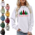 thumbnail image 3 of Camisas de Navidad para mujer, cuello redondo, patrón de árbol, fibra de poliéster suave, camiseta de manga larga para mujer, para fiesta, oficina, 3 of 5