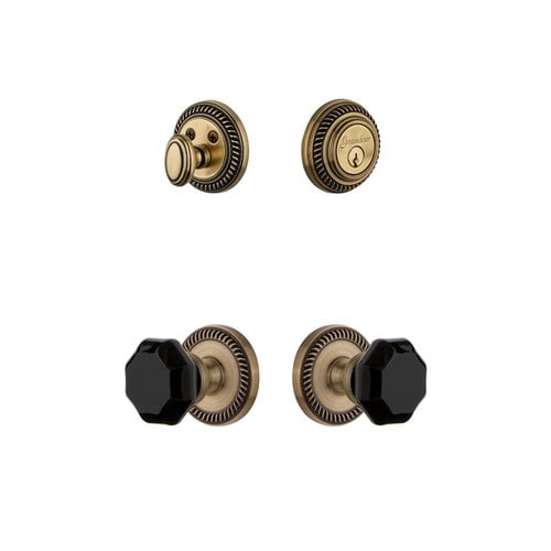 Grandeur 851319 Newport Solid Brass Rose Single Cylinder Keyed Entry Deadbolt And Knobset