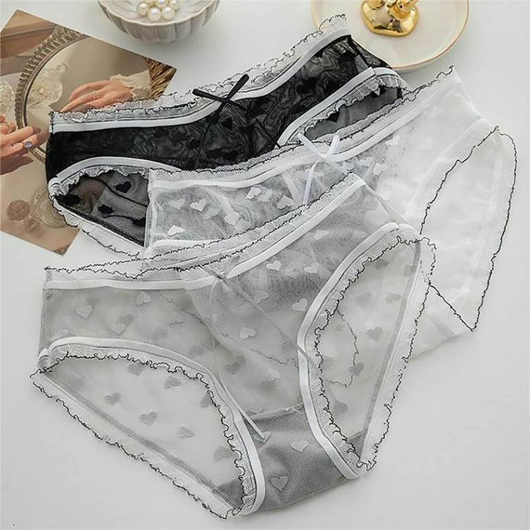 YiHWEI Female Short Vintage Lingerie New Lace Pure Transparent Breathable  Comfortable Personality Low Waist Ladies Underwear L