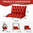 thumbnail image 2 of Snubbull Swing Replacement Cushion, Outside Bench Cushion with Backrest, 1-2 Seater Cushion with 6 Ties for Outdoor Furniture, 47 x 40 x 5 Inches Porch Swing Cushion Garden Bench, Red, 2 of 7