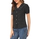 thumbnail image 4 of INSPIRAR CHIC Blusa Vintage para Mujeres con Lunares, Cuello Peter Pan, Mangas Cortas Abullonadas, Talla XXXL, Negra, 4 of 7
