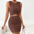 thumbnail image 1 of Conjunto de falda de 2 piezas para mujer Conjunto de falda superior sin mangas de algodón de color sólido Traje de vacaciones FLhrweasw  Nuevo, 1 of 7