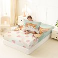 thumbnail image 4 of Manfei Watercolor Sleeping Kitten Twin Fitted Sheet, Cute Cat Art Bedding, Cream Pink Green, 2 Pieces, 1 Fitted Sheet and 1 Pillowcase, 4 of 6