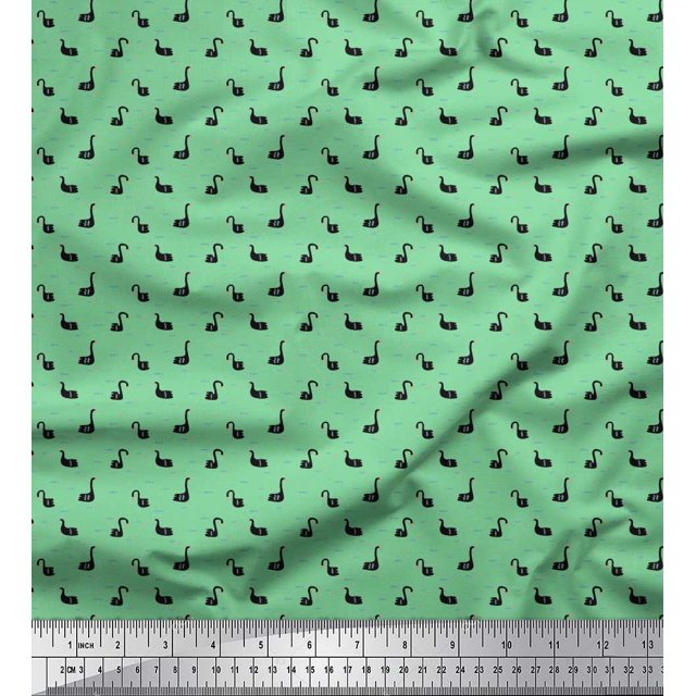 Soimoi Cotton Voile Fabric Swan Small Decor Fabric Printed Yard 42 Inch Wide