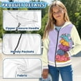 thumbnail image 6 of Psesaysky Girls Zip Up Cropped Hoodies Teen Long Sleeve Cartoon Dragon Purple Print Sweatshirts Kids Fall Casual Jacket with Pockets, 8-10 Years, 6 of 7