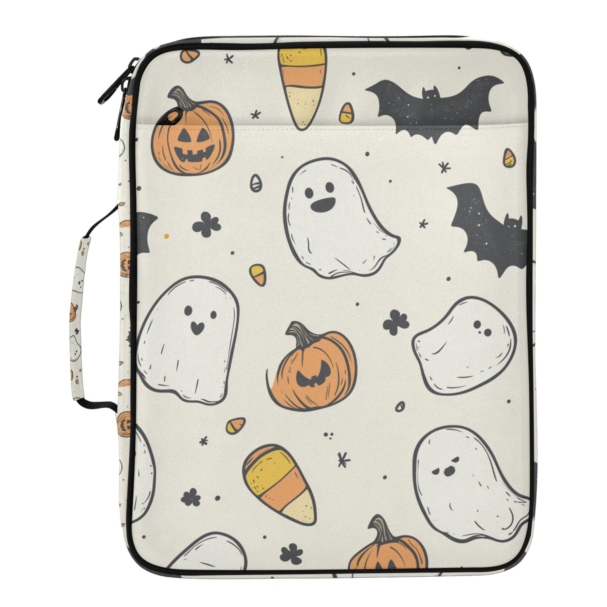 FORMRS Accordion File Folder A4 Size 7-Pocket Expanding Document Organizer Bag with 3 Ring Binder, Halloween Happy Ghosts