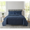 thumbnail image 1 of Clara Clark Home Quilt Set Bedspread - Ultra Soft Microfiber Embossed Grid Weave Pinsonic Lightweight - Quilted Comforter 5 Piece Bedding Set - 2 Pillow Shams, 2 Euro Shams - Twin, Navy Blue, 1 of 4