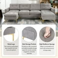 thumbnail image 6 of Sectional Couches for Living Room, 110" L-Shaped Couch Convertible Sectional Sofa Couch with Movable Ottoman and Side Pockets, 3-Seat Small Couch for Small Space, Lounge, Apartments, Light Grey, 6 of 8