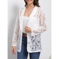 thumbnail image 3 of Fancyglim Lace Cardigan for Women Open Front Long Sleeve Sheer Lace Floral Crochet Summer Shrug Bolero Cover Up White XL, 3 of 5