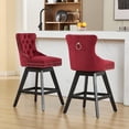 thumbnail image 4 of Swivel Counter Height Bar Stools Set of 4, Modern Bar Stools for Kitchen Island, Red Barstools with Backs, Sillas para Barra de Cocina, Velvet Island Chairs with Wood Legs (Burgundy, 4Pcs), 4 of 6