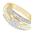 thumbnail image 2 of AFFY Round & Baguette Shape White Natural Diamond Cluster Fashion Ring In 10k Yellow Gold (1 cttw) Ring Size-11, 2 of 2