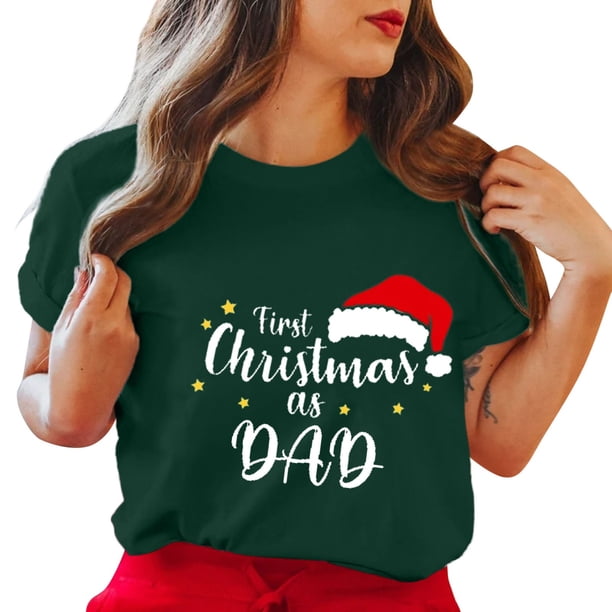 Gibobby Camiseta Navideña De La Mujer Camiseta de manga corta con cuello redondo y estampado de Navidad para mujer(Verde,XG)