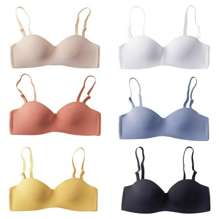 

Xmarks Women s Beauty Back Smoothing Strapless Bra Solid Color Wireless Lingerie Breathable Soft Gather Thin Teens Girls Brassiere Top(6-Packs)