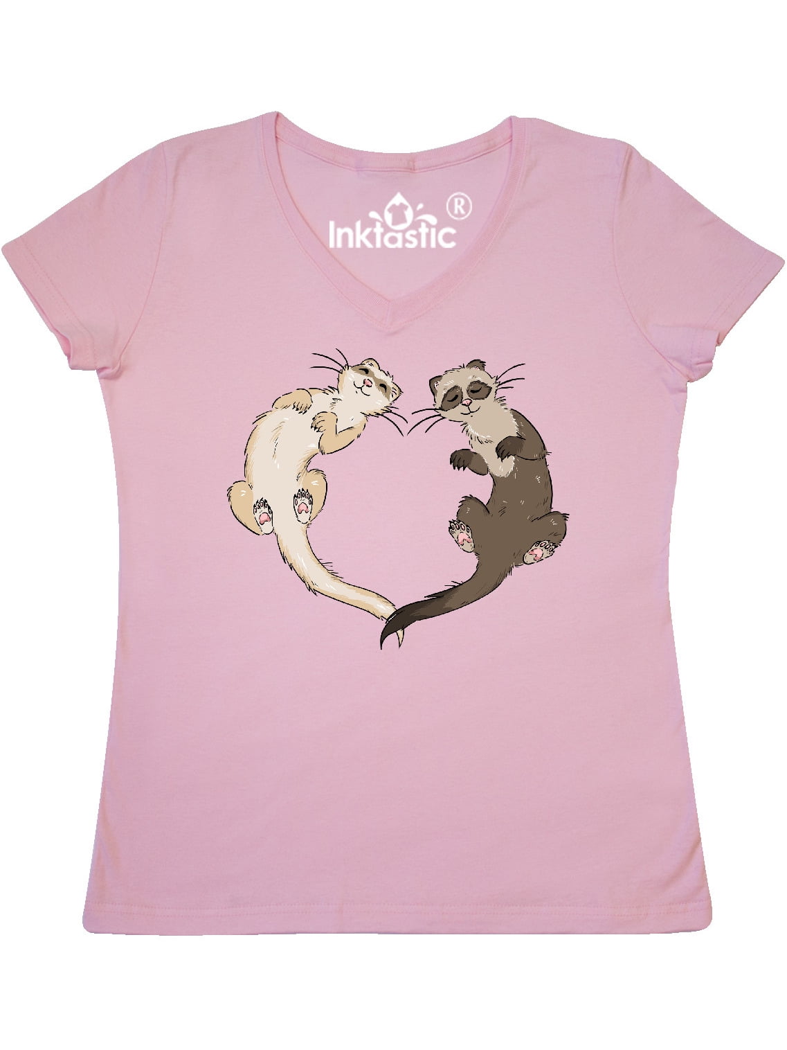 Inktastic Cute Ferret Heart Adult Women's V-Neck T-Shirt Female Classic  Pink L - Walmart.com
