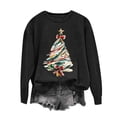 thumbnail image 6 of Ecqkame Womens Crew Neck Sweatshirts Christmas Print Long Sleeve Casual Loose Pullover Top Holiday Daily Comfy Fit Sweatshirt Black M, 6 of 6