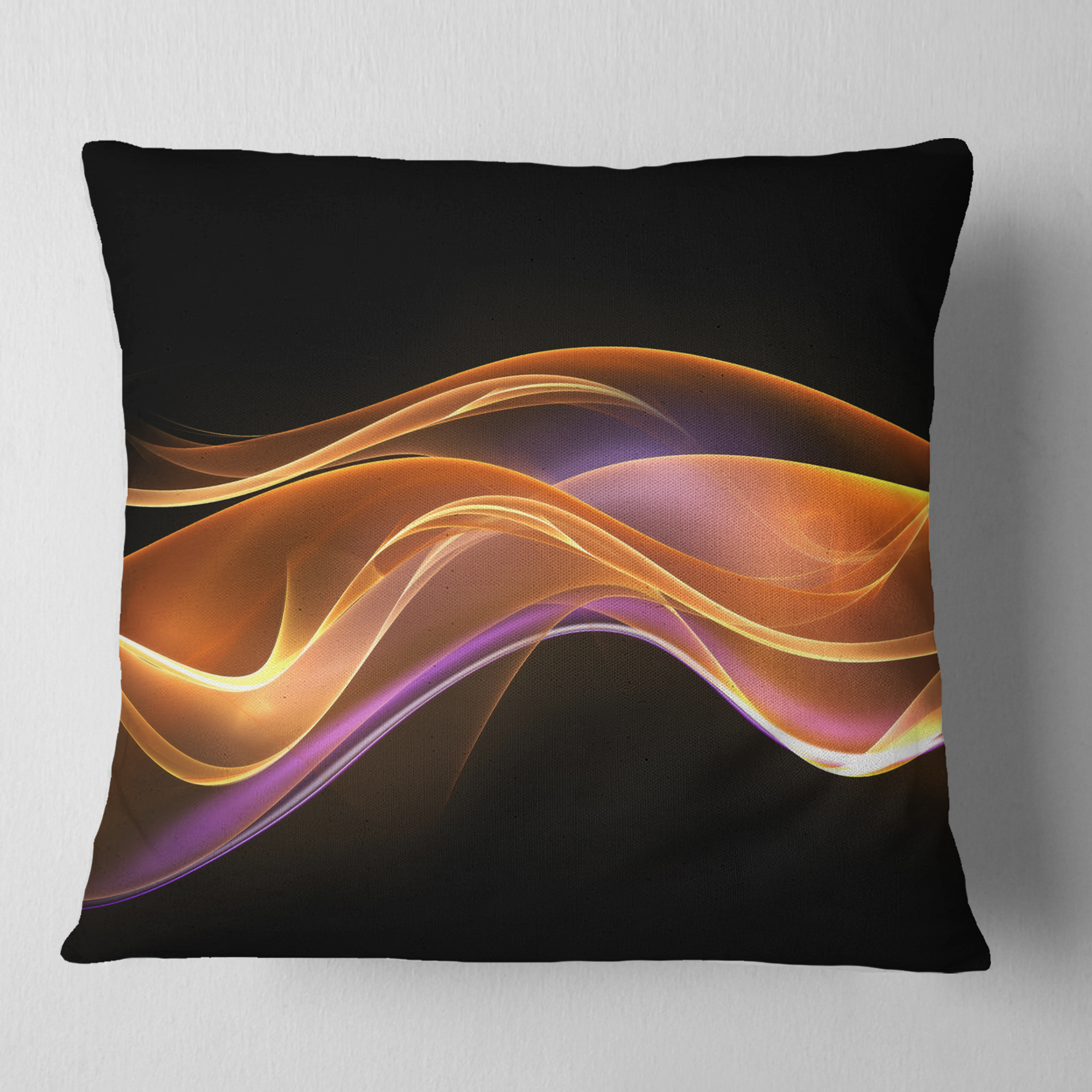 Designart 3D Gold Pink Wave Design - Abstract Throw Pillow - 16x16
