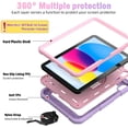 thumbnail image 3 of AVAWO 360° Rotating Case for iPad (A16) 11th Generation 11 Inch 2025 & iPad 10th Generation 10.9" 2022, Shockproof Rugged Protective Cover with Shoulder Strap/Hand Strap,Light Purple+Pink, 3 of 9
