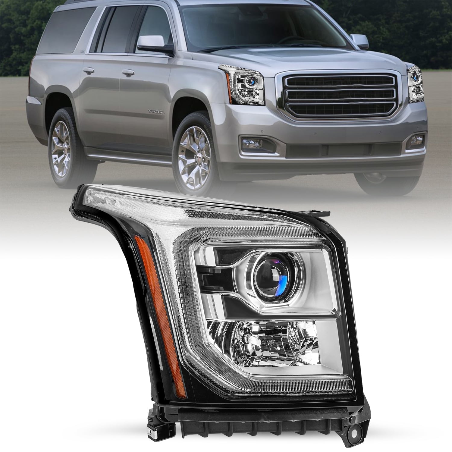 For 2015-2020 GMC Yukon Halogen LED DRL Headlight Headlamp Passenger Side 15-20