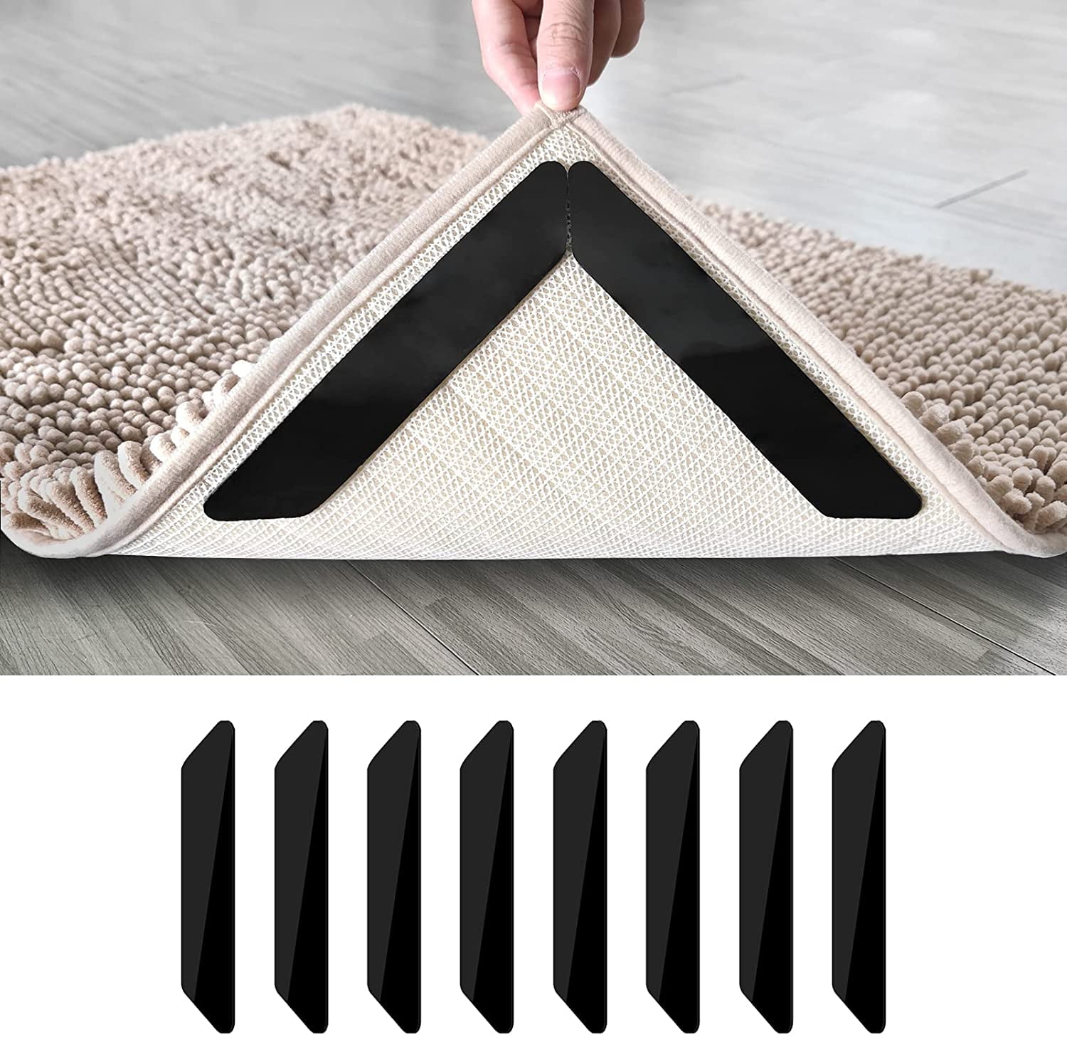 8Pcs Carpet Mat Grippers Rug Sticker Tape Pads Holder Antislip Reusable Home 